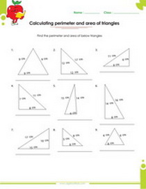 perimeter and area of triangles worksheet 