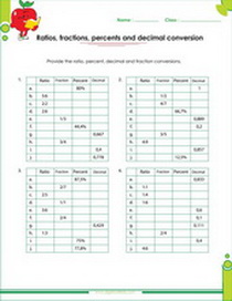 percent to ratio and ratio to percent conversion worksheet