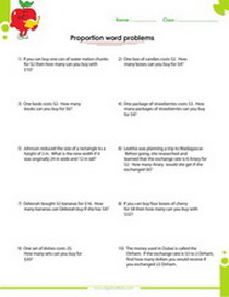 Ratio and proportion word problems worksheet