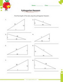 Pythagorean theorem application to right triangles worksheets