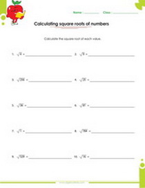 calculating square roots worksheet, square root revision for Pythagorean theorem